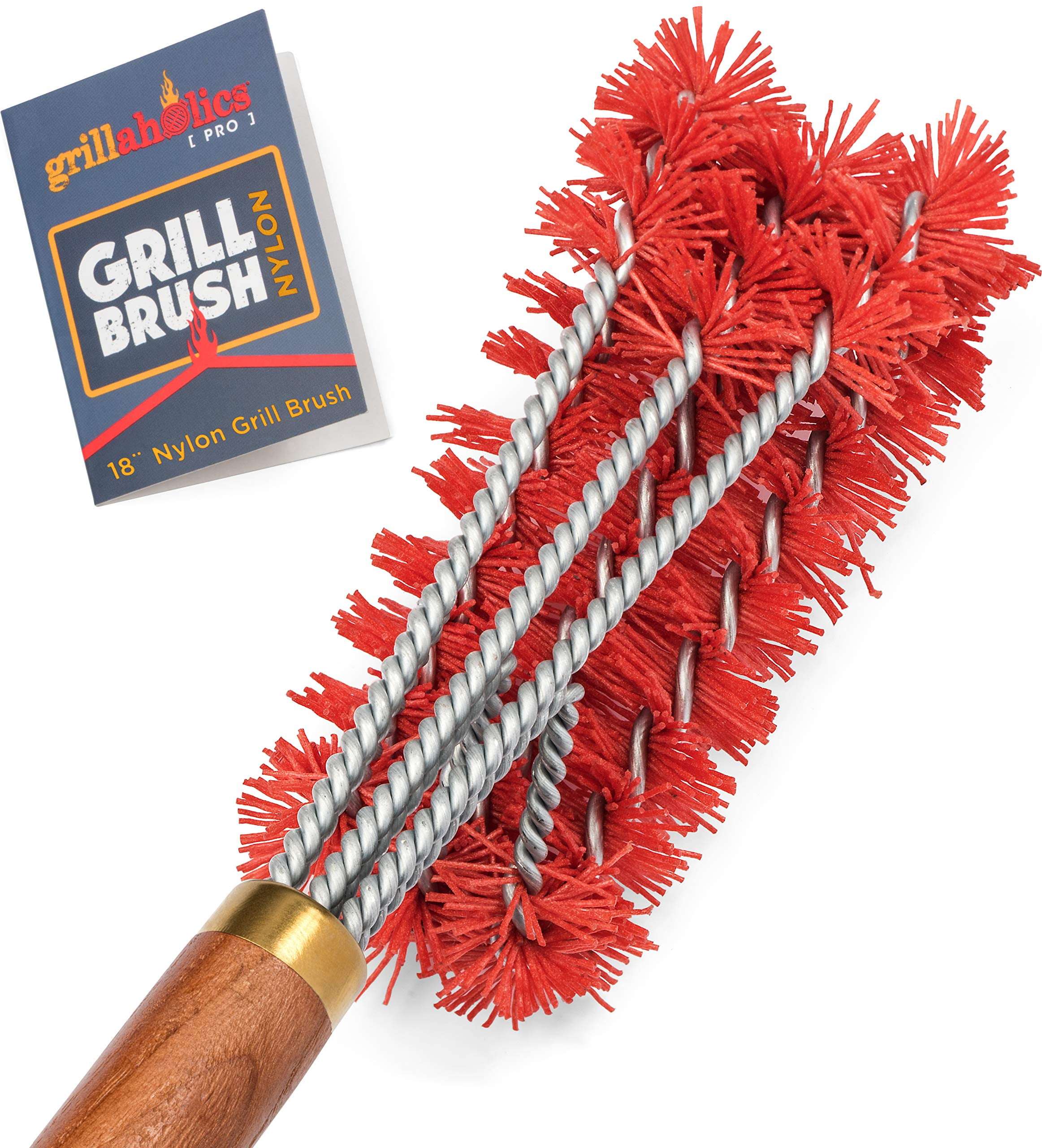 Grillaholics Pro Nylon Grill Brush for Porcelain & Ceramic Grill Grates