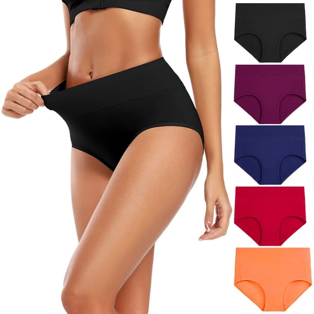 Calzoncillos Molasus de algodón suave para mujer, cintura alta, 5 unidades
