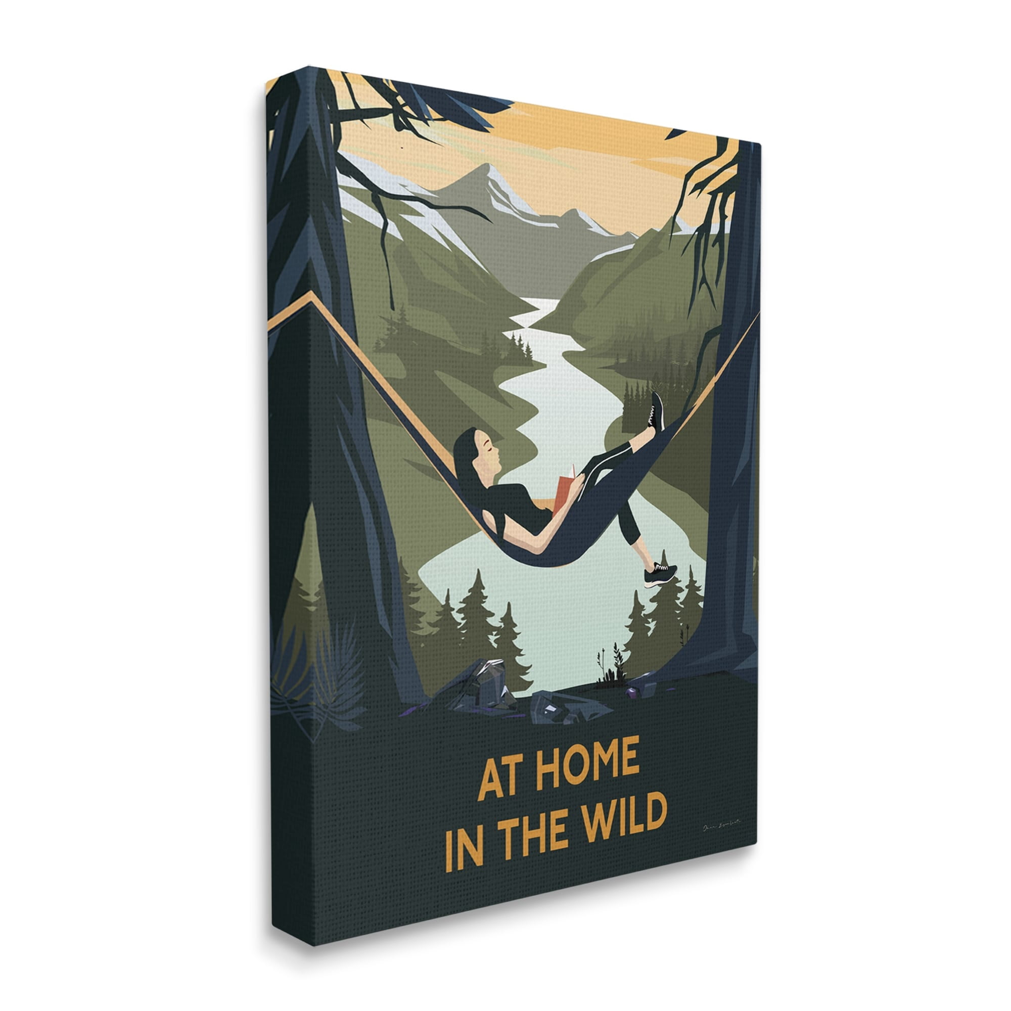 Stupell Industries Home In Wild Mountainside River Landscape Hammock Girl Canvas Wall Art, 30 x 40, Design by Omar Escalante