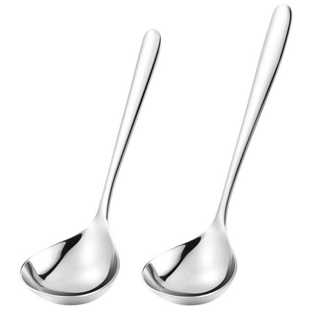 

FRCOLOR 2pcs Soup Spoons Kitchen Scoops Deepened Soup Spoons No-rust Ladles Stainless Steel Kitchenware