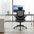 thumbnail image 3 of Costway Mesh Back Adjustable Swivel Office Chair w/ Flip up Arms Leather Seat, 3 of 12