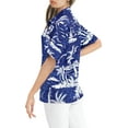 thumbnail image 4 of LA LEELA Hawaiian Shirts Womens Casual Summer Beach Party Blouse Shirt Tropical Tops Blouses Short Sleeve Button up Dress Shirts Dresses for Women S Island, Royal Blue, 4 of 6
