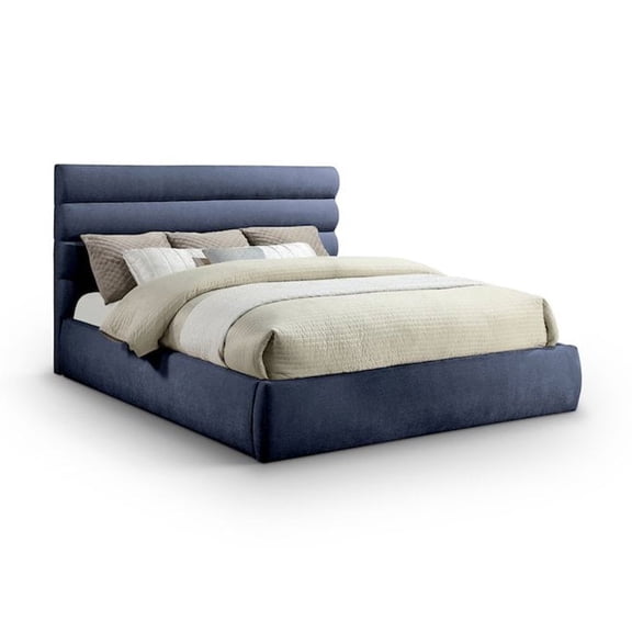 Meridian Furniture Adam Navy Chenille Fabric King Bed