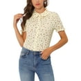 thumbnail image 1 of INSPIRE CHIC Hauts à Volants pour Femmes Manches Bouffantes Col Peter Pan Blouse en Coton à Imprimé Floral S Beige, 1 of 6