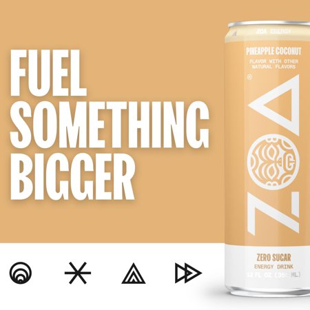 ZOA PINEAPPLE COCONUT ZERO SUGAR , 12 FL OZ ALUMINUM CAN, 0% ABV
