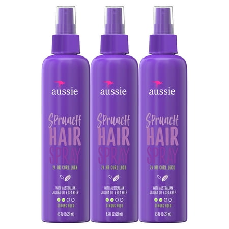 Aussie Sprunch Non-Aerosol Hairspray for Curly Hair, 8.5 oz, 3 Pack