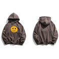 thumbnail image 3 of Smiley Patch Sudadera con capucha para hombre Hip Hop Athleisure Pullover Jacket Top para hombre con bolsillos laterales con cremallera, 3 of 4