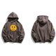 thumbnail image 2 of Smiley Patch Sudadera con capucha para hombre Hip Hop Athleisure Pullover Jacket Top para hombre con bolsillos laterales con cremallera, 2 of 3