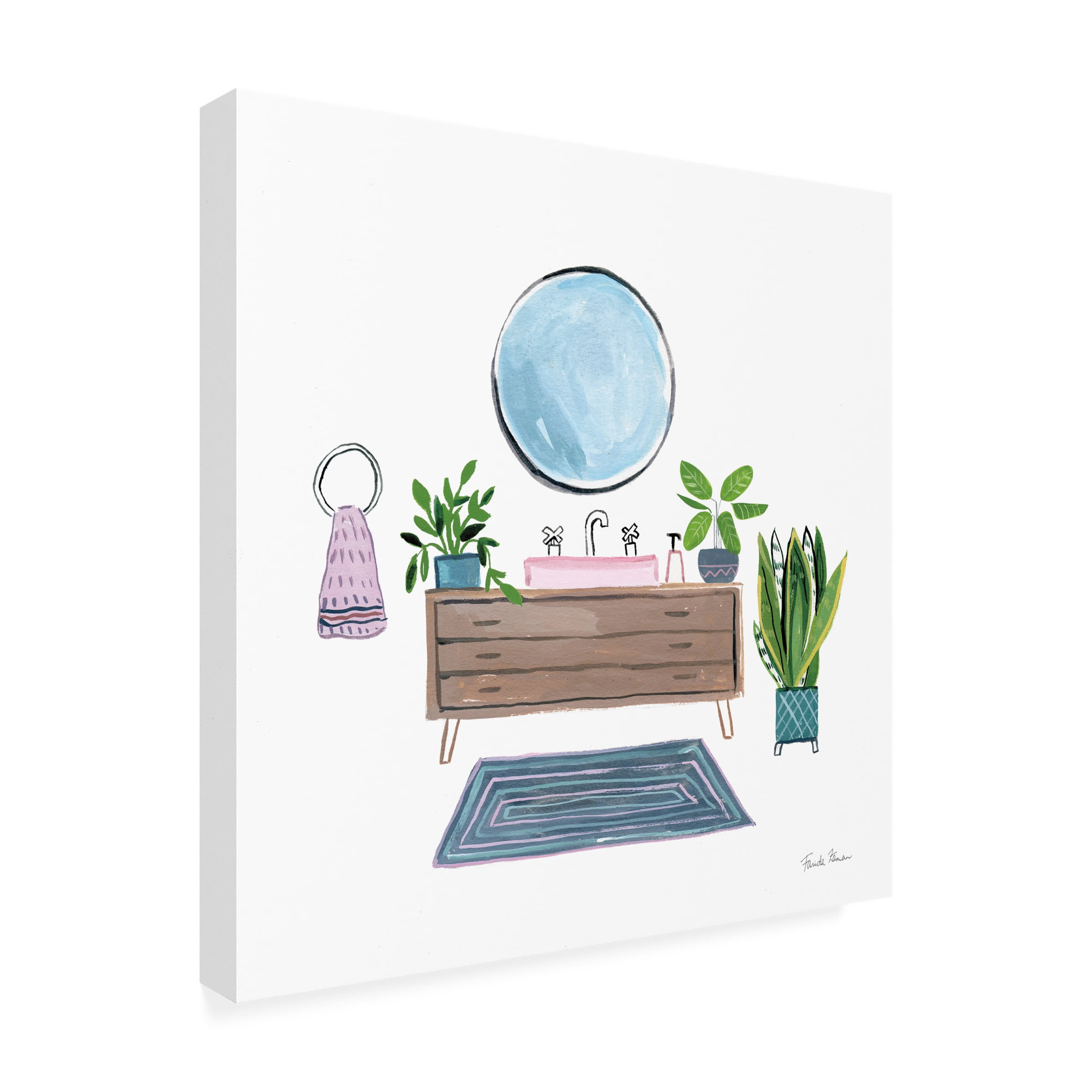 Farida Zaman 'Green Bathroom I' Canvas Art