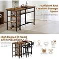 thumbnail image 2 of MOOSENG 3-Piece Bar Table and Chairs Set,Kitchen Counter Table with 2 PU Upholstered Bar Stools, Bistro Table with 3-Tier Storage Shelves, Space Saving for Small Space, 2 of 9