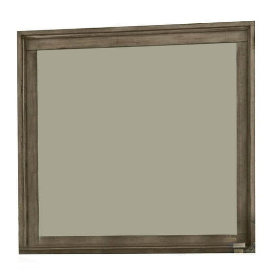 Wall Mirror with Beveled Molded Wooden Frame, Natural Brown- Saltoro Sherpi
