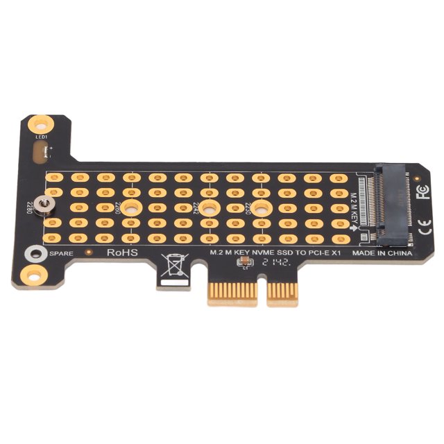 PCI Express Riser Card, Desktop Fit Full Height Baffle Black Colour PCB Material Aluminum Heat Transfer Design NVMe M.2 To PCIE X1 Riser Card For For Win