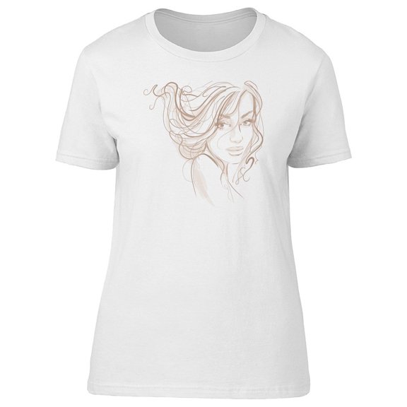 Beautiful Girl Model Sketch Tee Women's -Image by Shutterstock