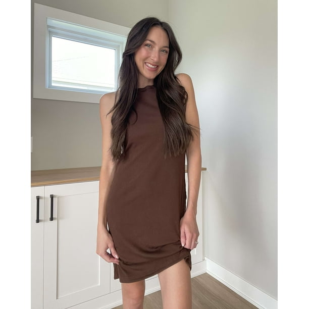 Real Essentials 3 Pack: Women's Mini Ribbed Jersey Tank Sleeveless High  Neck Dress - Walmart Business Supplies