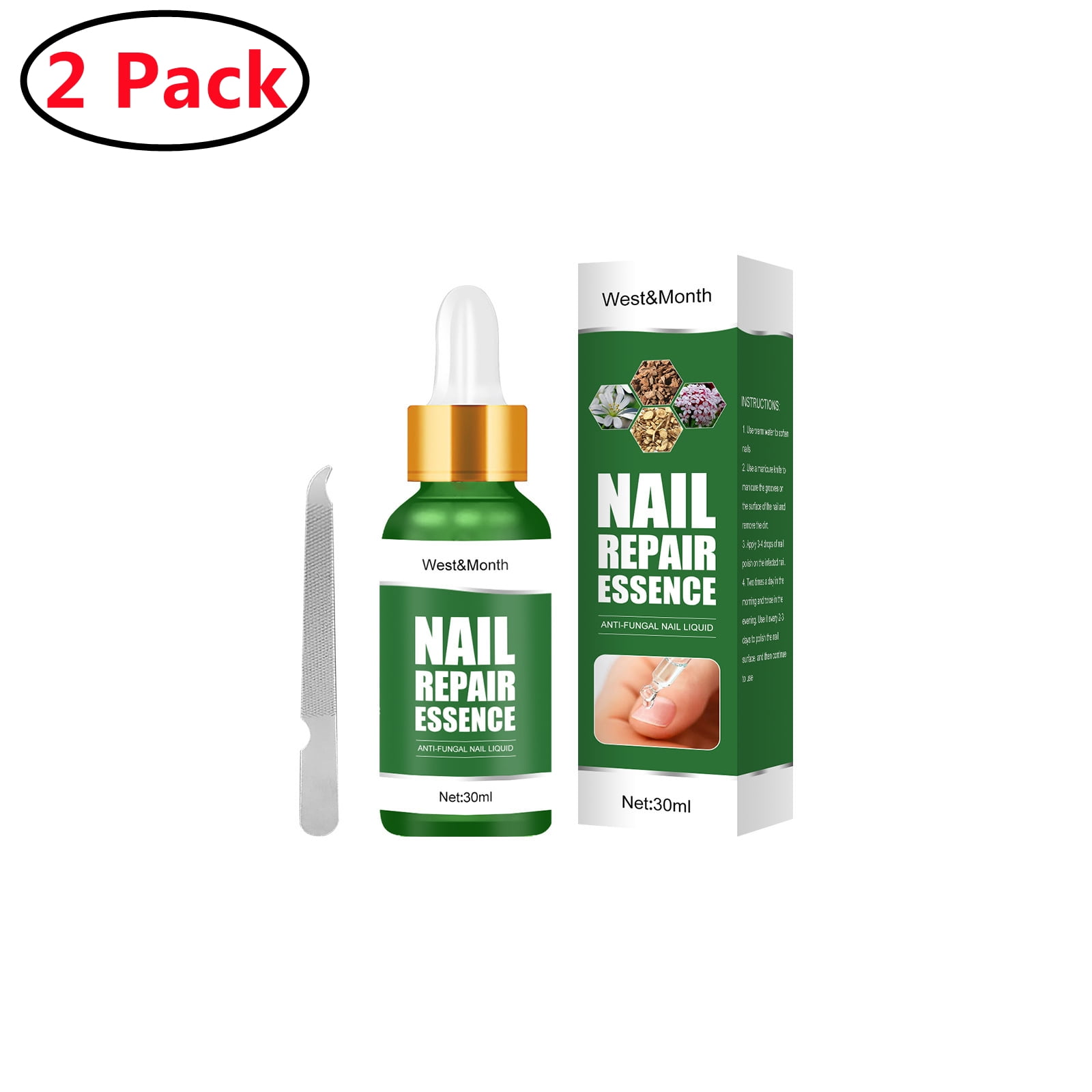 2 Pack Fungal Nail and Toenails Maximum Strength Antifungal Liquid with