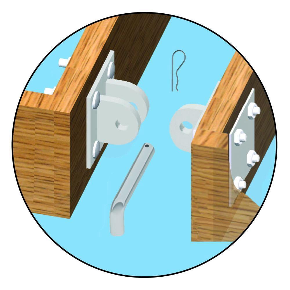 Multinautic Hinge Kit Pair for Heavy-Duty Wood Docks, 1/4-inch Galvanized Steel, Model 19133