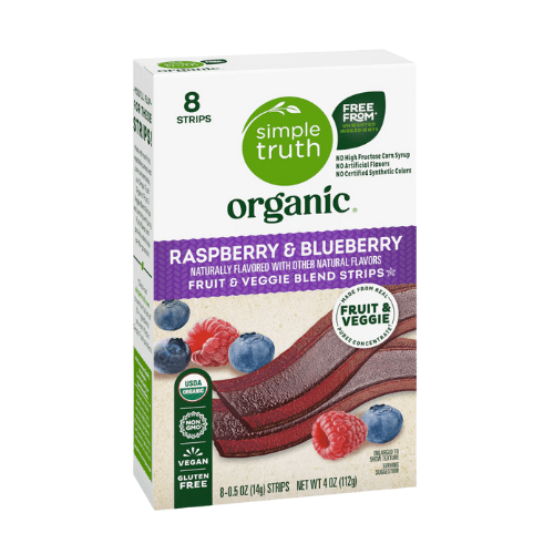 Simple Truth Raspberry & Blueberry Fruit & Veggie Blend Strips 2-Pack 4 oz