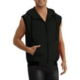 thumbnail image 4 of INSPIRE CHIC Men's Vest Hoodie Zip Up Sleeveless Drawstring Hooded Vest L Black, 4 of 6