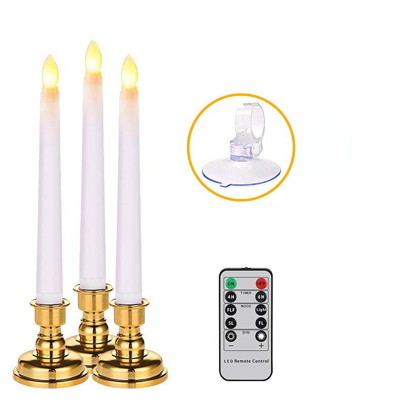 Home 6 LED Candle, Flameless Cone Candle battery powered, warm Yellow