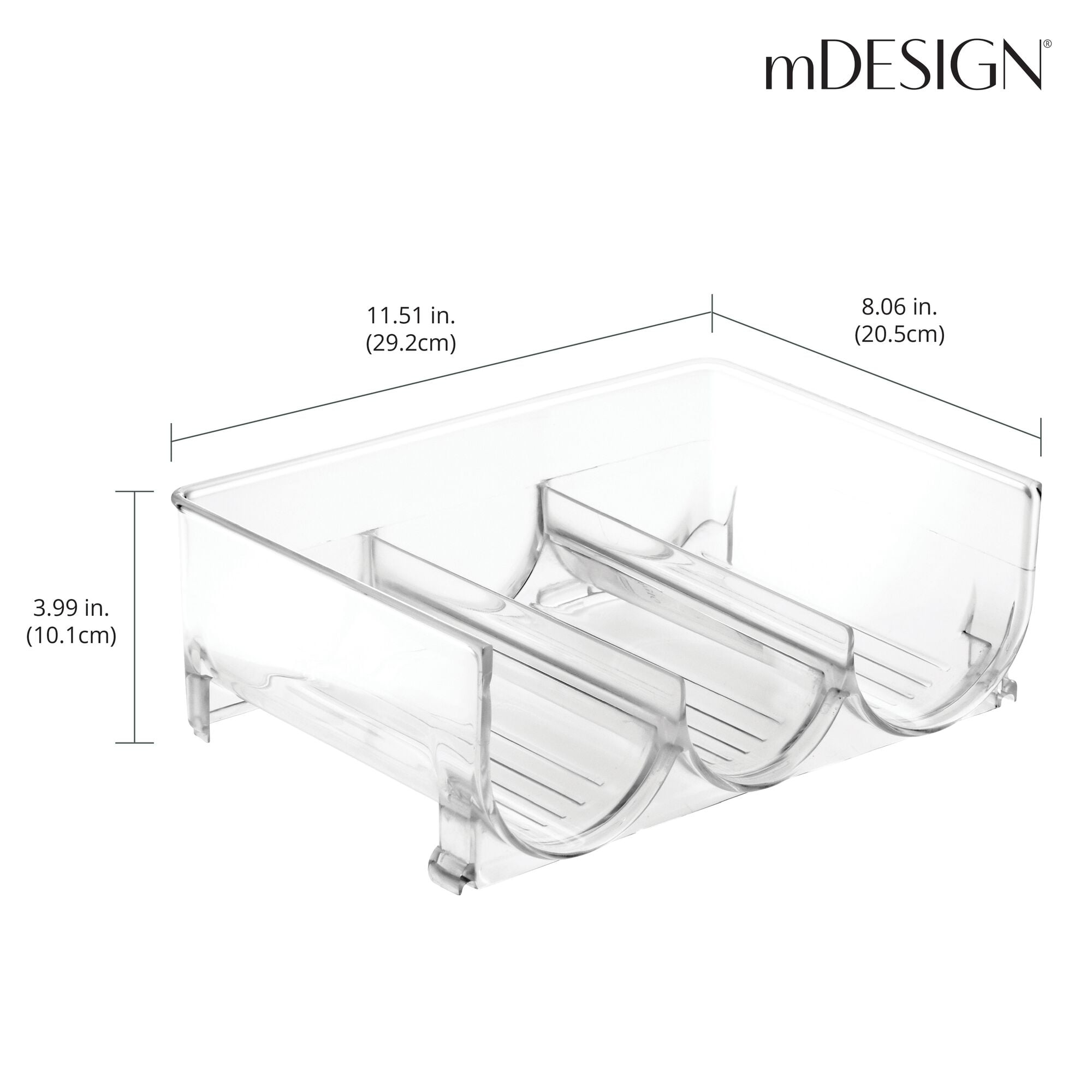 mDesign Plastic Stackable Water Bottle Storage Organizer Rack - 8.06 x  11.51 x 3.99, 8 Pack, Clear