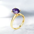thumbnail image 4 of Gem Stone King 1.50 Ct Oval Checkerboard Purple Amethyst 10K Yellow Gold Ring, 4 of 4
