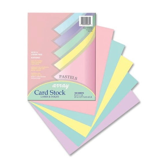 Array Card Stock Paper, 8-1/2 x 11 Inches, Assorted Pastel Colors, Pack of 100