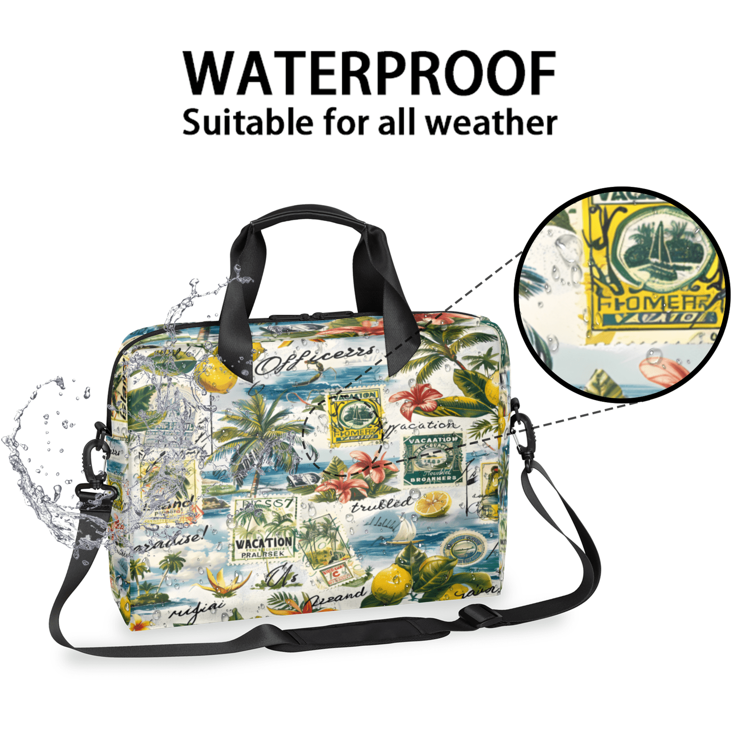 Herdesigns Summer Theme Laptop Bag for Women Men, Computer Case Briefcase Messenger Bags, 15-15.6 inch Laptop Sleeve Shoulder Bag