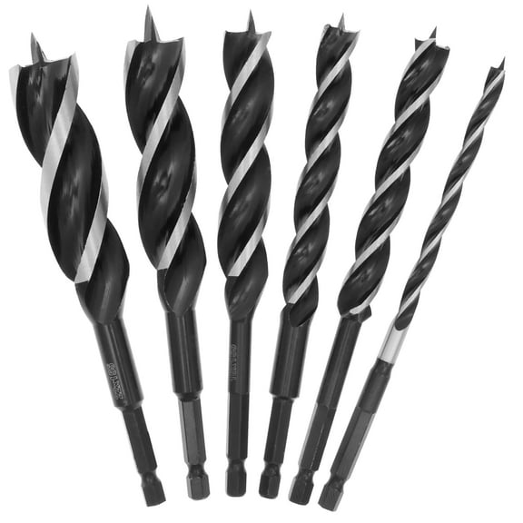 Ikoopy 6Pcs High Carbon Steel Auger Drill Bit Set Accurate Position 3 Flute Cut Drilling Bit Smooth Chip Removal Auger Drill for Wood