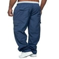 thumbnail image 3 of EIMELI Men Straight Pants Middle Waist Loose Slimming Side Pockets Casual Party Sports Running Trousers, 3 of 6