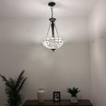 thumbnail image 3 of Tiffany Pendant Lights Ceiling Light White Stained Glass Flowers LED Bulbs Included for Dining Room Living Room Bedroom 16"W*16"D*60" H, 3 of 9