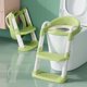 thumbnail image 1 of Asiento de inodoro l plegable con escalera y asa, escalera de inodoro regulable en altura con asiento cómodo, escalones extra anchos (verde), 1 of 5