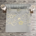 thumbnail image 3 of Ambesonne Ethnic Quilted Bedspread Set 3 Pcs, Grey Swirl Hearts, Queen Size, Beige Yellow Pale Grey, 3 of 3
