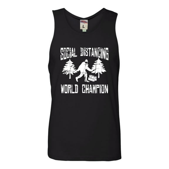 Adult Sasquatch Social Distancing World Champion Bigfoot Sleeveless Tank Top Cotton T-Shirt