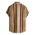 thumbnail image 1 of Camisas De Sport Para Hombre Hombres Primavera Verano Rayas Turndown Casual Tops Camisa Manga corta Botón Impreso Top Camisa (Coffee, 3XL), 1 of 6