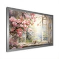 thumbnail image 2 of Designart "Gazing through Country Window at Pink Blossoms I" Floral Framed Wall Art Decor - Traditional Pink Window Hallway Framed Wall Art Decor, 2 of 6