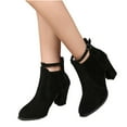 thumbnail image 5 of Women's High Heel Ankle Boots Fashion Ankle Strap Buckle Chunky Block High Heeled Booties Ladies Dress Mid Calf Dressy Short Boots Shoes for Women, 5 of 9