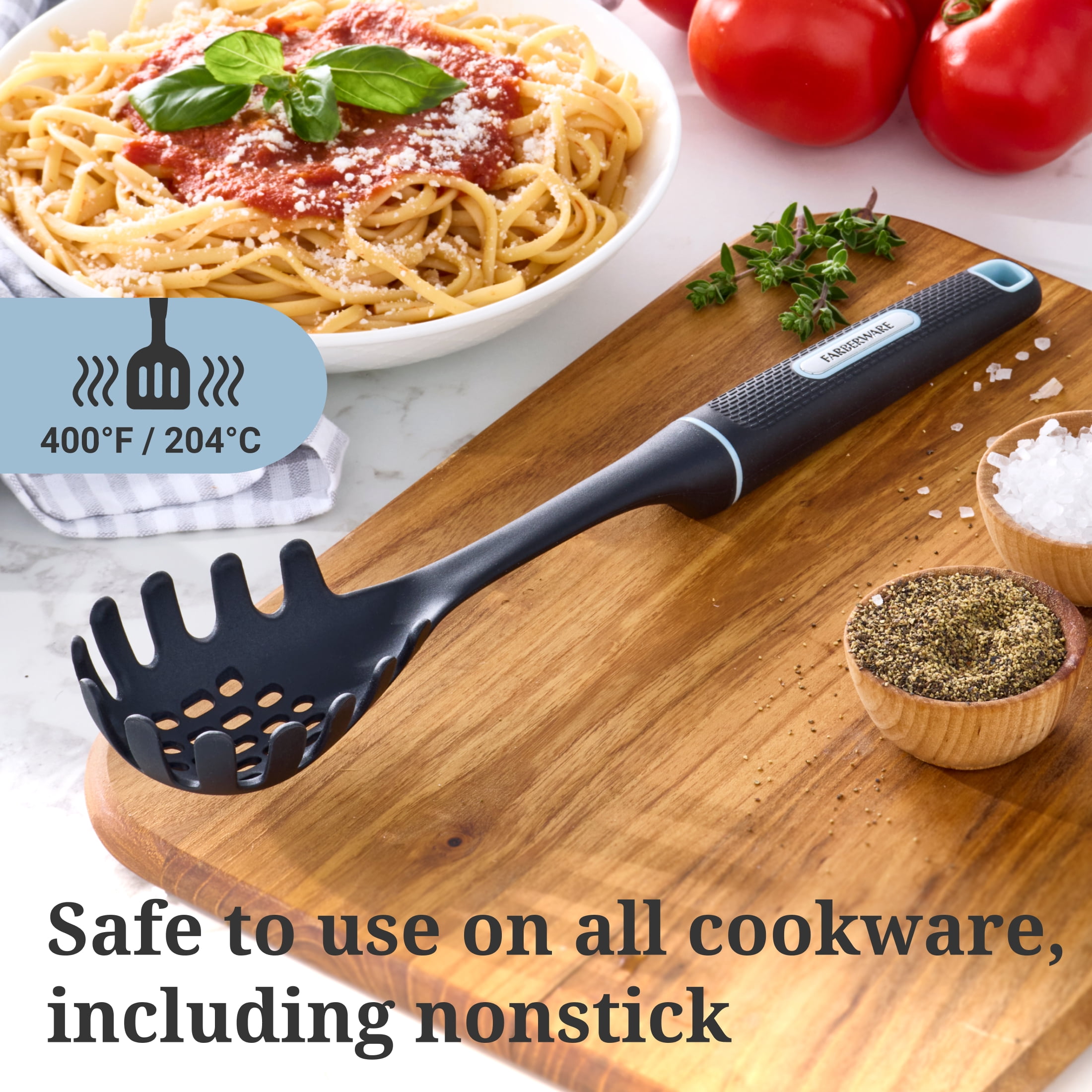 Farberware Soft Grips Nylon Kitchen Pasta Server Black