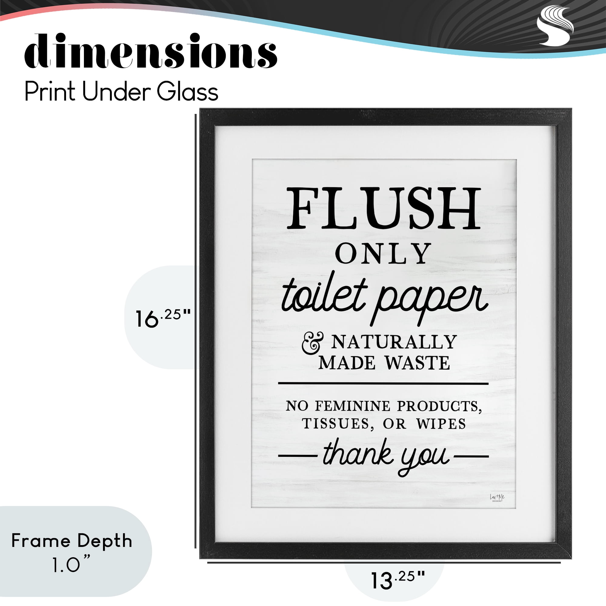 Stupell Industries Flush Only Toilet Paper Rules Black Framed Print Under Glass, design by Lux + Me Designs