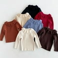 thumbnail image 5 of Diufon Baby Girls Sweaters Casual Long Sleeve Stretchy Crewneck Knitwear Fall Winter Warm Bottom Pullover Tops, 5 of 7