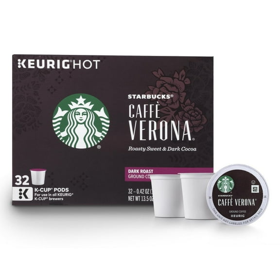 Starbucks Ground Coffee Dark Roast Caffe Verona 32 K-Cups (Pack of 2)