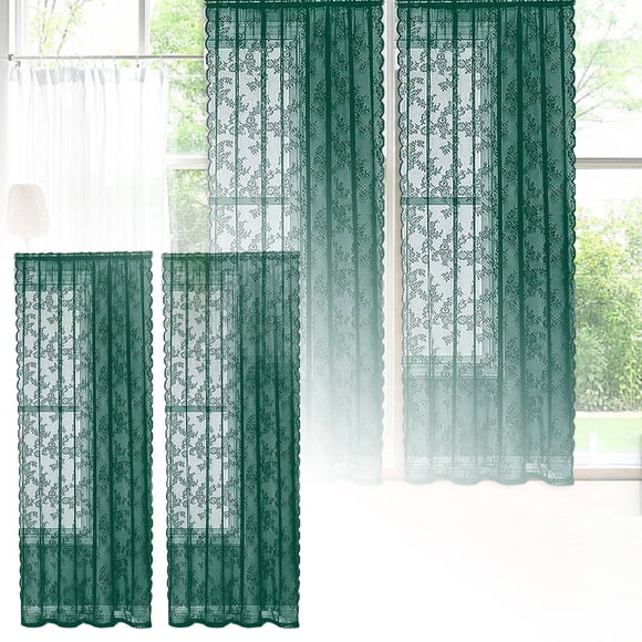 Elegant French Lace Window Curtain Panel Sheer Drape for Classic Home