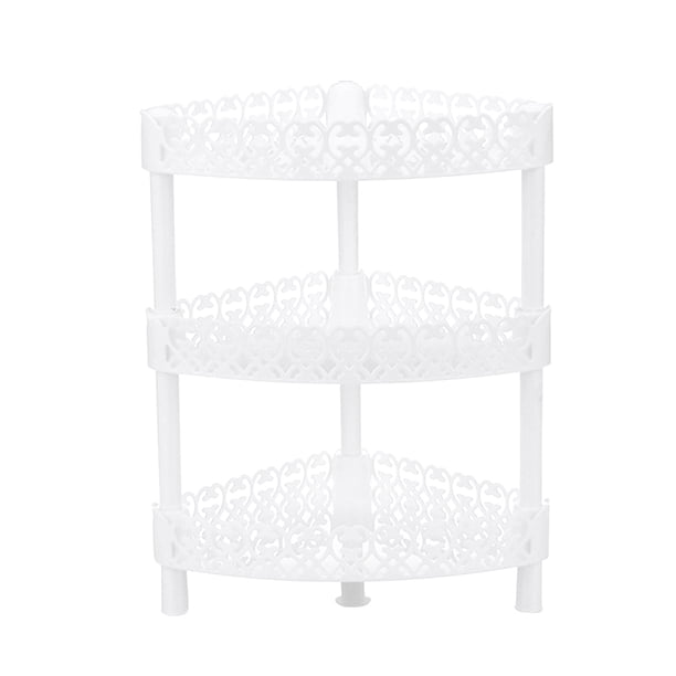 Estantes de almacenamiento de plástico de tres capas para baño, canasta, estante de esquina, organizador, estante de escritorio, estantes de baño para el hogar, cocina (triángulo blanco)