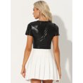 thumbnail image 3 of DARING DIVA Women's Metallic Crop Shiny Holographic Top S Black, 3 of 6
