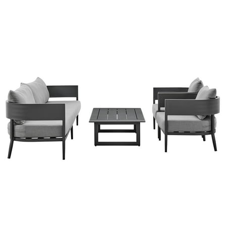 Armen Living Menorca Aluminum Outdoor Chair in Dark Gray