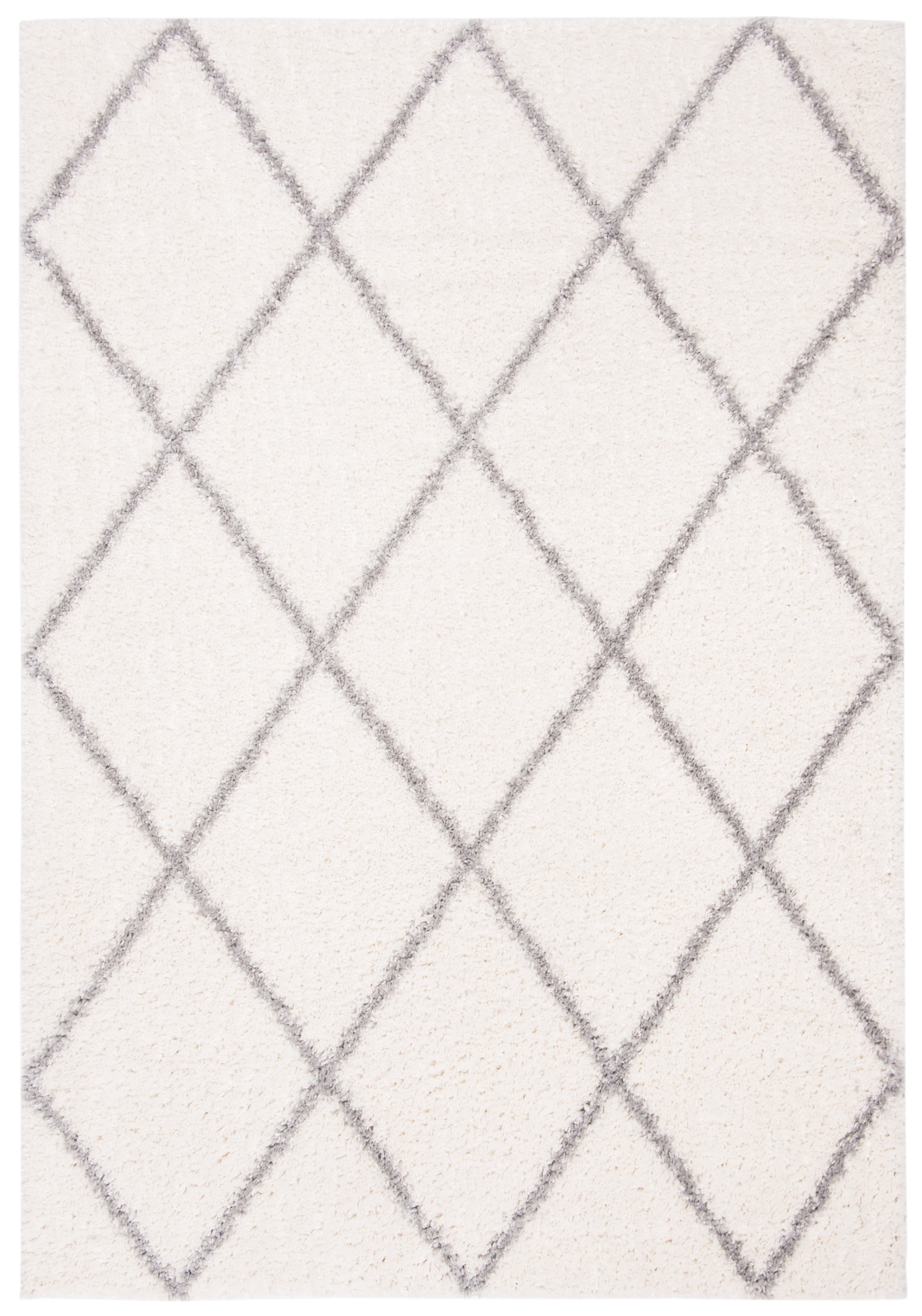 SAFAVIEH Parma Eglantine Geometric Shag Area Rug, Cream/Grey, 5'3' x 7'6'