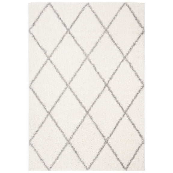 SAFAVIEH Parma Eglantine Geometric Shag Area Rug, Cream/Grey, 5'3" x 7'6"