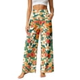 thumbnail image 3 of Arlun Floral Print Palazzo Pants for Women Summer Wide Leg Stretchy High Waist Flowy Pants 2026 Beach Vacation Bottoms Loose Comfortable Casual Trousers with Pockets 1-Yellow S, 3 of 8