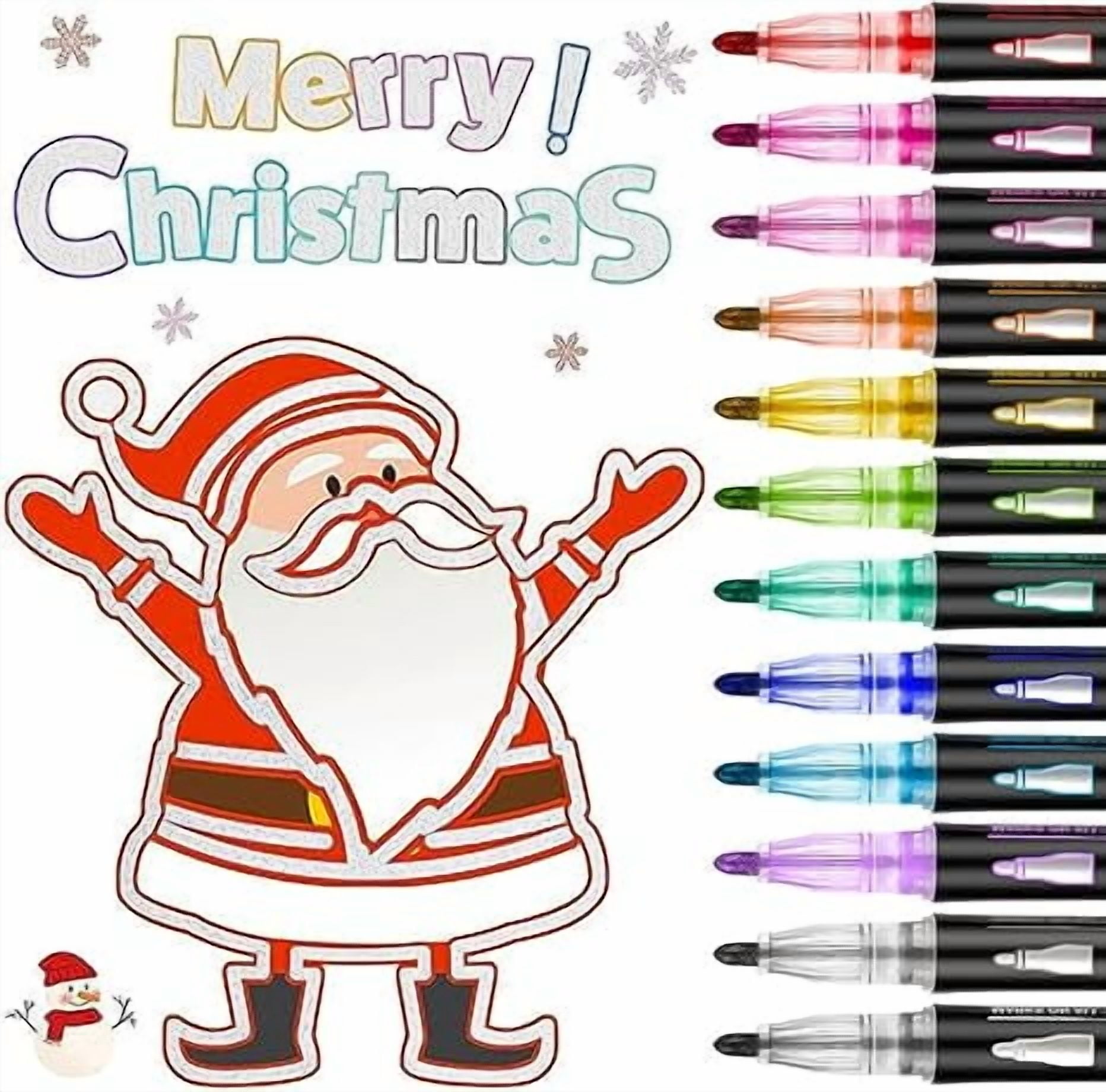 Christmas Gifts TweensMarker Pen for Highlight, 8/12/24/36 Colors Marker Pen for Highlight, Double Line Outline Pens