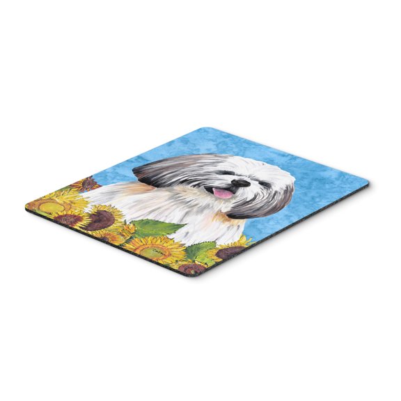 Shih Tzu in Summer Flowers Mouse Pad Hot Pad or Trivet