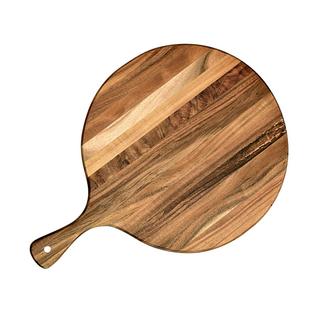 KALLORY Smooth Round Wooden Serving Board for Pizza, Bread, Charcuterie, Cheese, and Entertaining Platter